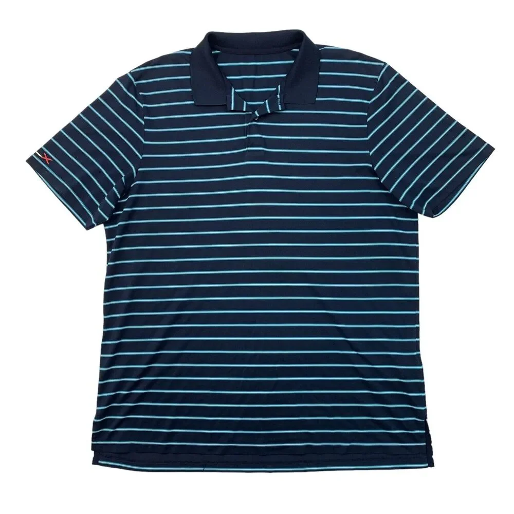 Ralph Lauren RLX Polo Shirt Mens XL Extra Large Navy Blue Striped Lightweight